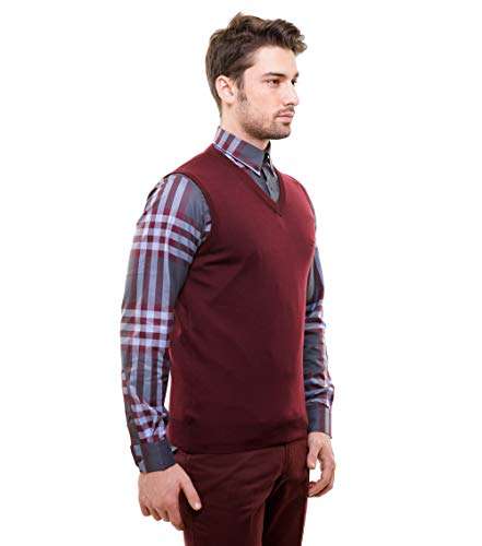 BASE 41 Men's Wool V-Neck Sweater (HS_BLACK_XL_Black_X-Large) 3