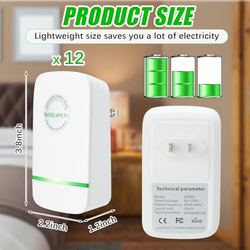 Copkim Stop Watt Energy Saving Device Electricity Saving Box Power Saver Efficiency Energy Saver Device for Home Office Market Electric Machine US Plug 90V-250V 30KW(12 Pcs) 2
