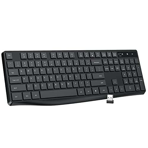 Lovaky MK98 Wireless Keyboard, 2.4G Ergonomic, Computer Keyboard, Enlarged Indicator Light, Full Size PC Keyboard with Numeric Keypad for Laptop, Desktop, Surface, Chromebook, Notebook, Black 1