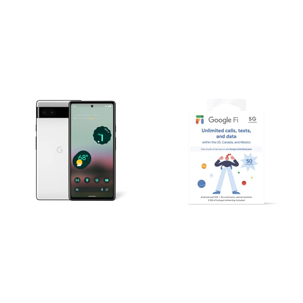 Google Pixel 6a Phone - Chalk Pixel 6a Case - Seafoam