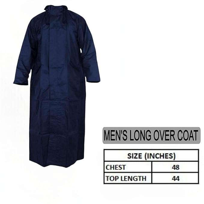 Cool Dealzz Blue Men's Polyester Long Raincoat Poncho with Pockets, Adjustable Cap and Cover- Large Size 5