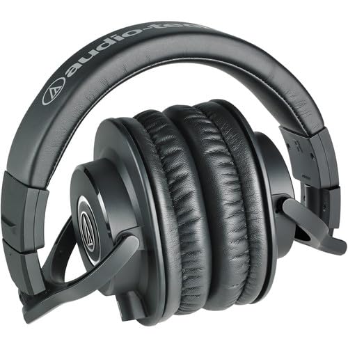 Audio-Technica ATH-M40x Closed-Back Monitor Headphones (Black) + Microfiber Cleaning Cloth + Headphone Stand + Headphone CASE + Goby Labs Headphone Cleaner 4 fl oz 4
