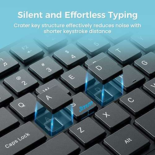 Lovaky MK98 Wireless Keyboard, 2.4G Ergonomic, Computer Keyboard, Enlarged Indicator Light, Full Size PC Keyboard with Numeric Keypad for Laptop, Desktop, Surface, Chromebook, Notebook, Black 6