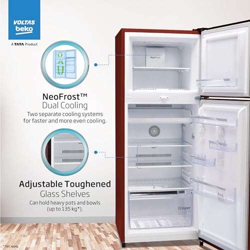 Voltas Beko ‘A TATA Product’ 248 L 2 star Frost free Refrigerator with two separate cooling system (RFF285D/W0CWR0I0000GO, Celin Wine) 3
