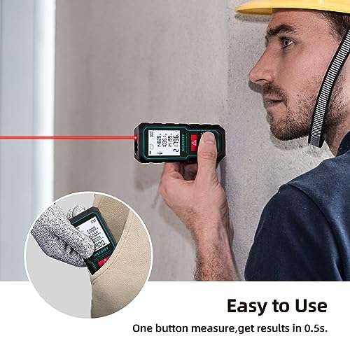 MiLESEEY Laser Measure 100M/328Ft, Laser Tape Measure,±2mm Accuracy Digital Tape Measure with Area, Volume Measurement, LCD Backlit, Mute Function, IP54, Battery Included 5