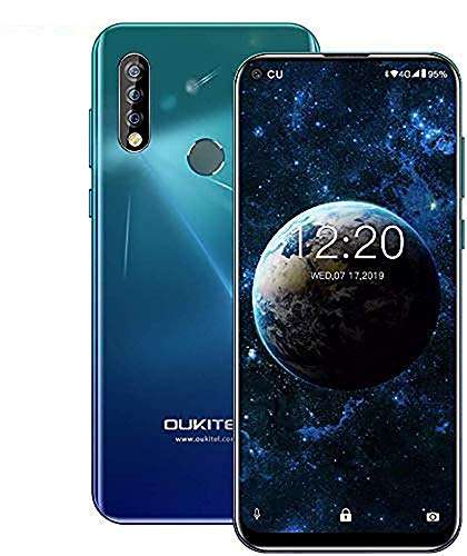 OUKITEL C17pro,Android Unlocked Phone Triple Camera Octa-Core 64GB ROM+4GB RAM 3900 mAh Unlocked Cell Phone 6.35 inch HD+ Display Android 9.0 Pie 4G Smartphone(Ice Blue) 1
