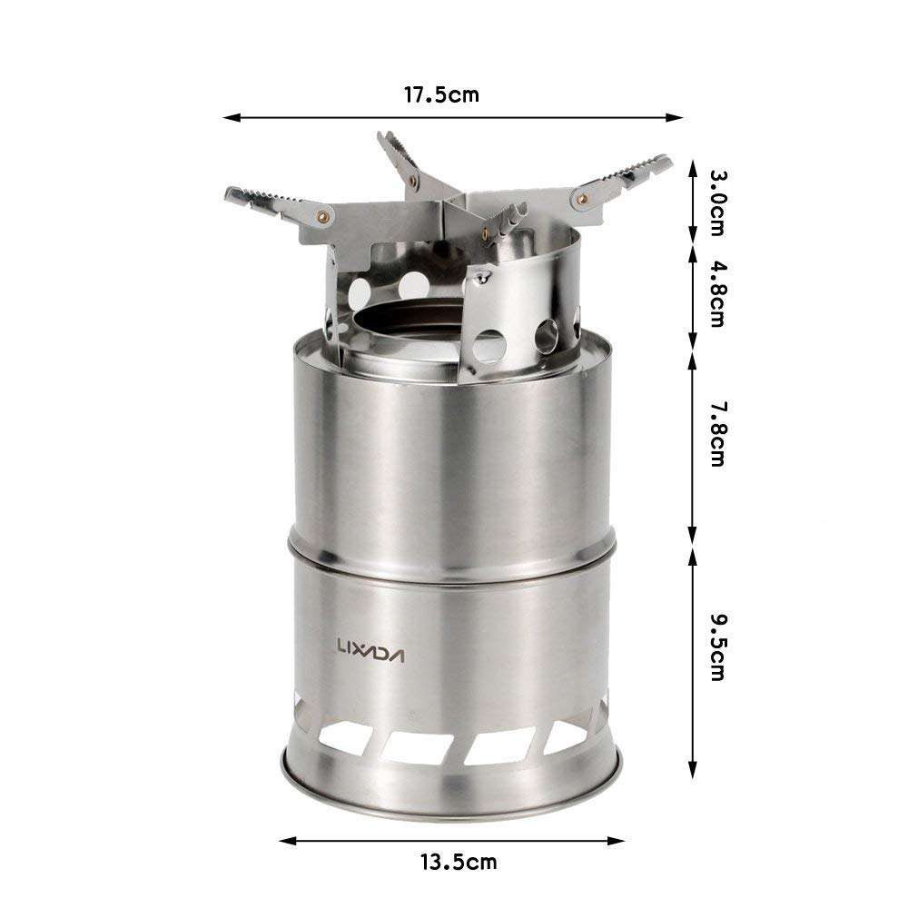 Lixada Ultralight Folding Stainless Steel Wood Alcohol Stove Outdoor Camping Fishing Hiking Backpacking 6