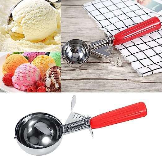 BLLUEX Stainless Steel Cookie Scoop for Baking, Multipurpose Melon Baller, Meatball Spring Scoops, Perfect Portion Sizes, Easy Food (RED) 5