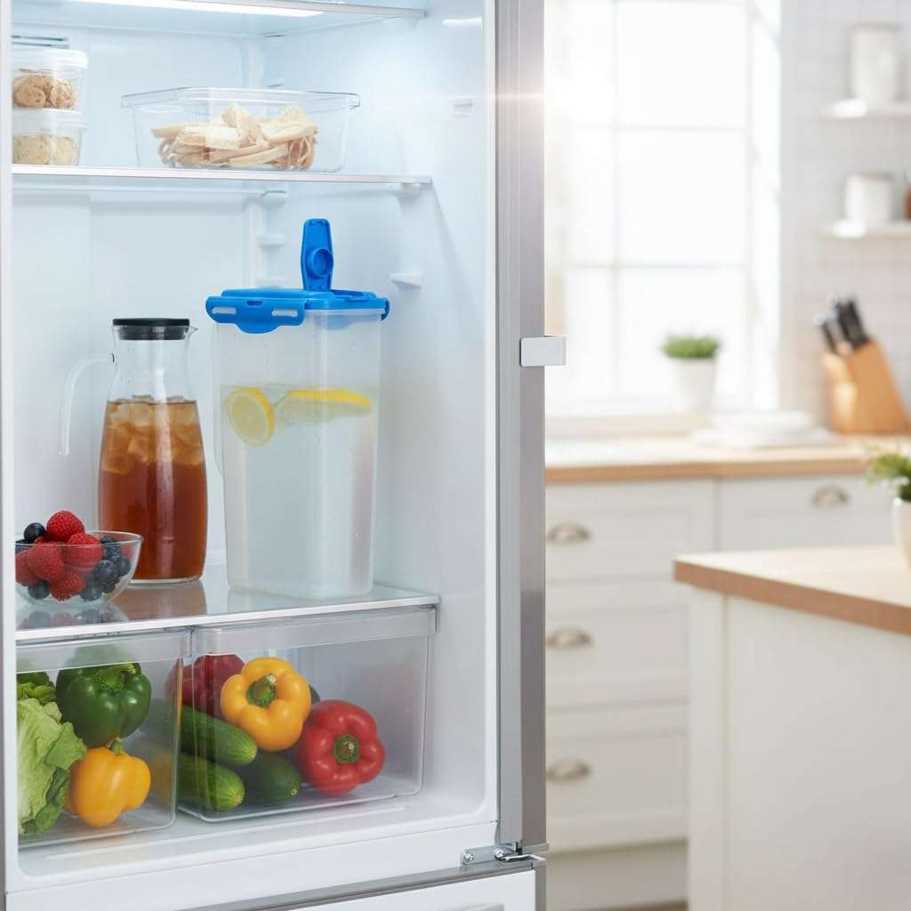 Gluman Fridge Jug 2000 ml | Ergonomically Design Cap & Wide-Mouth | 100% Food Grade | Dishwasher Safe | Freezer Safe | Recyclable (Blue) 5