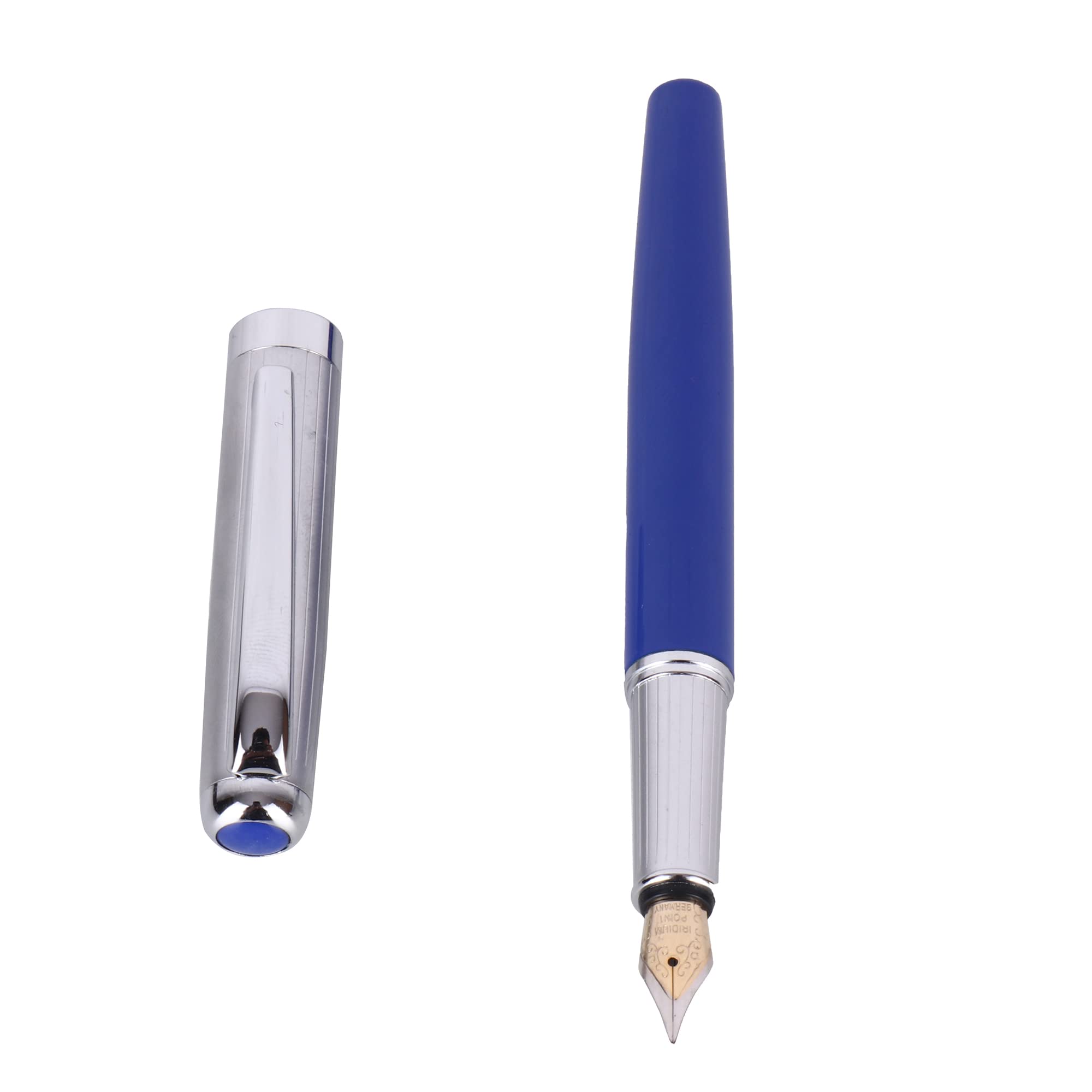 Clems Zone FT – 3367 Unique Design Fountain Pen with Crafted Clip & Cap Royal Blue/Silver Combination Color Metal Body Fountain Pen. 4
