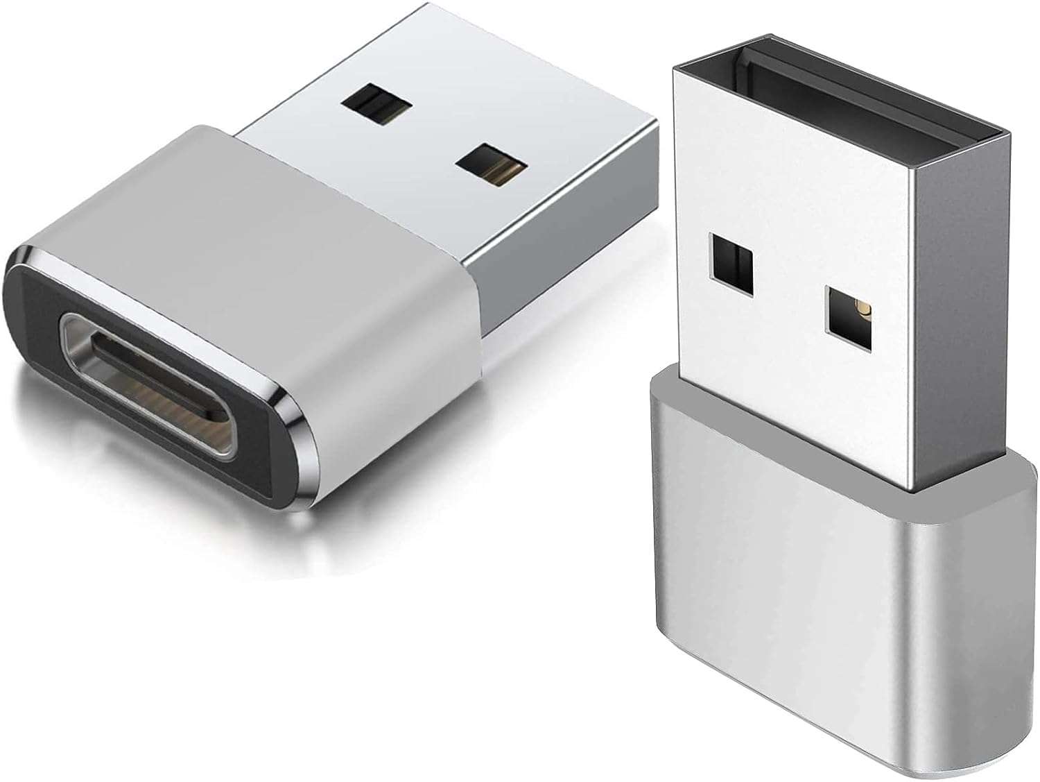 Etzin USB 3.1 Type C USB C [2 Pack] Female to USB Male Adapter USB-C Female to USB Male, USB Type C Female to USB OTG Adapter Data Transfer Adapt etc. (Pack-of-2, Silver) 1