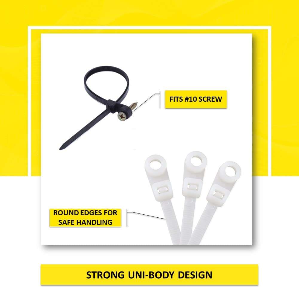 Kable Kontrol Zip Ties with Screw Hole, 14 Inch 100 Pcs Black, 120 Lbs. Tensile Strength, Self-Locking, Multipurpose Mounting head Cable Ties for Indoor & Outdoor Use 5