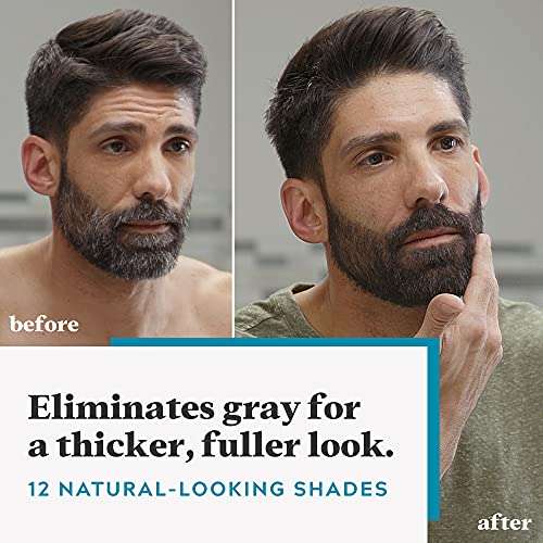 Just For Men Mustache & Beard, Beard Coloring for Gray Hair with Brush, with Keratin Biotin Aloe and Coconut Oil for Healthy Facial Hair - Light-Medium Brown, M-30, Pack of 3 (Packaging May Vary) 2