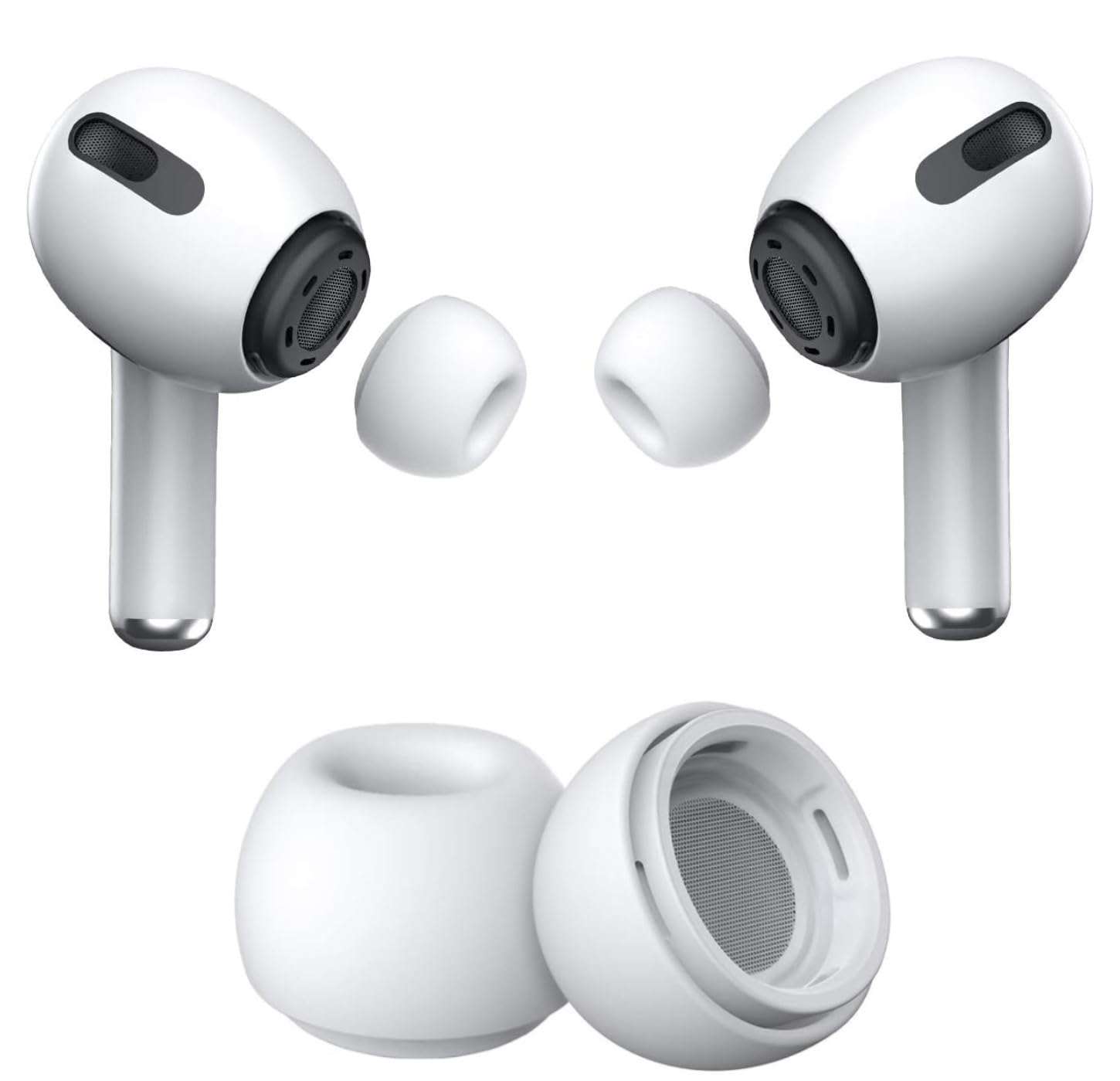 Sounce Silicone Replacement Ear Tips for Apple AirPods Pro 2 & Airpods Pro, Anti-Slip Eartips, Tighter Seal, Fits in The Charging Case, (Small Size) (1 Sets, 2Pc) - White 1