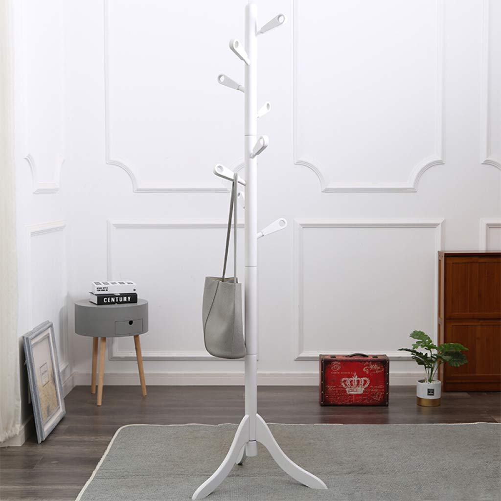 CALANDIS Wooden Coat Hat Rack Hanger Sturdy Clothing Garment Rack Stand White 5