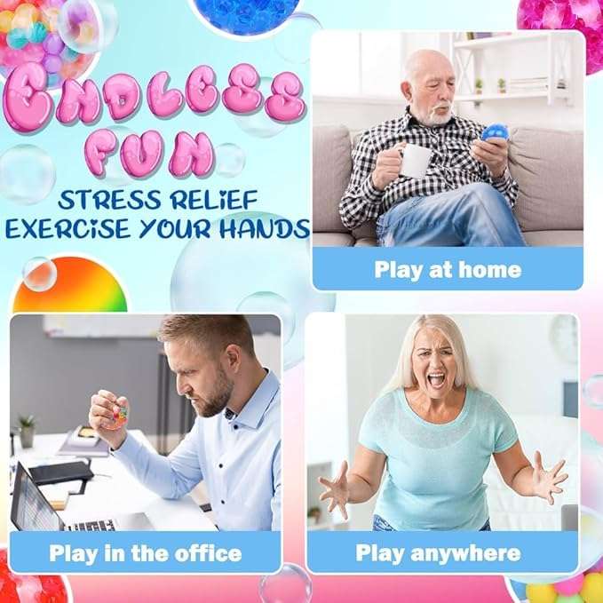 FETE PROPZ Relieve Stress and Have Fun with Our 4 Pcs Squishy Stress Relief Balls - Soft Toys for Kids Come in Vibrant Random Party Favor 4