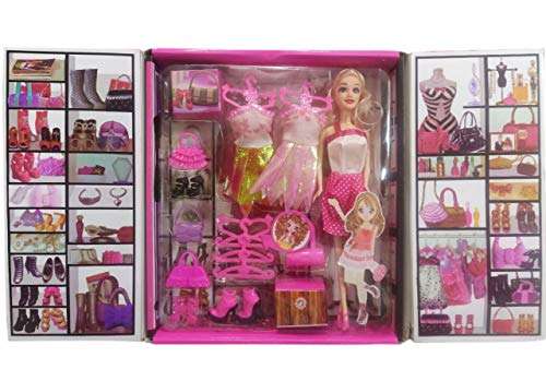 HALO NATION® Fashion Doll Closet Wardrobe for Doll Clothes and Accessories - Ultimate Closet Portable Fashion Toy with Doll, Clothing, Accessories and Hangars, Gift for 3 to 8 Year Olds 1