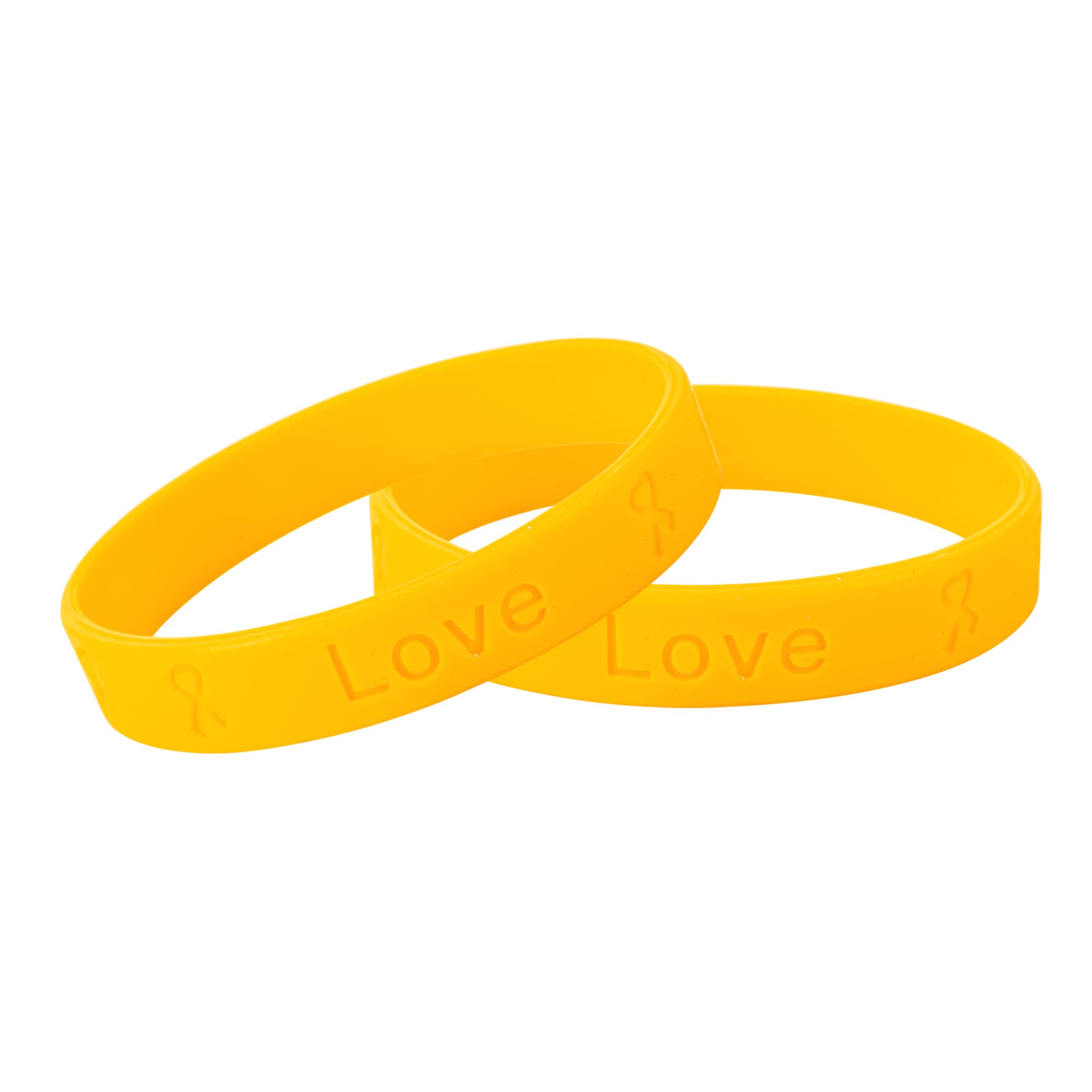 50 Pack Gold Awareness Silicone Bracelets - Inexpensive Gold Ribbon Rubber Wristbands for Childhood Cancer and Neuroblastoma Cancer Awareness & Fundraising 1