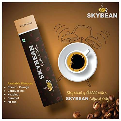 SKYBEAN Combo Pack CAPPUCCINO (Pack of 02) + HAZELNUT (Pack of 1) Coffee Cube - 100g each Pack 100% Pure Coffee, Suitable for Hot & Cold Coffee Drink 4