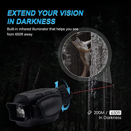 Night Vision Monocular Night Vision Scope IR Sensor Portable with Taking Photos Recording Videos Date Stamp Playback Function Waterproof Drop Resistant (USB Cable & 32GB TF Card Included) 5