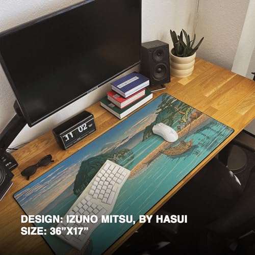MPCO Ukiyo-E Collection – Great Wave Off Kanagawa by Hokusai Gaming Mouse Pad, Extended Desk Mat for Gaming or Office Setup – Large 36" x 17", AeroGlyde Fabric 6