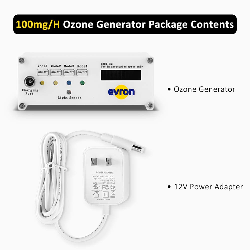 Evron Portable Ozone Generator Plug-in 100mg/H Air Ionizer Odor Eliminator Purifier with Fan Ozone Machine for Rooms,Toilet,Travel and Pets (No Battery Inside) 5