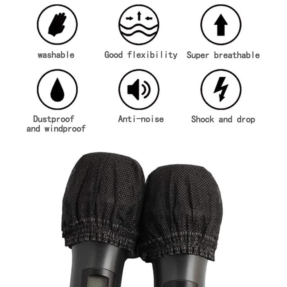 Disposable Microphone Cover Non-Woven Fabrics Mic Covers, Suitable for Recording Studio, KTV, Stage Performance and Other Shared Environments 30PCS (Black) 6