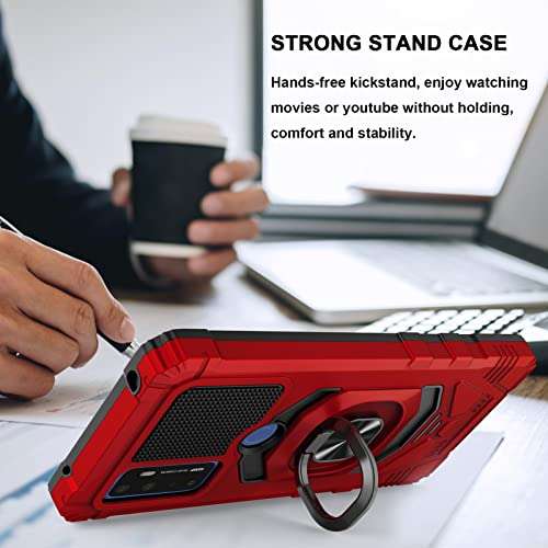 Ailiber for AT&T Radiant Max 5G 6.8"/Cricket Dream 5G /AT&T Fusion 5G/Cricket Innovate 5G Phone Case with Screen Protector, Ring Magnetic Car Mount Kickstand, Heavy Duty Protective Cover for Dream-Red 4