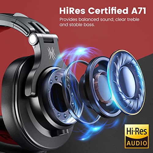 OneOdio A71 Hi-Res Studio Recording Headphones - Wired Over Ear Headphones with SharePort, Monitoring Mixing Foldable Headset with Stereo Sound, 3.5/6.35MM Jack for PC Computer DJ Guitar-Red 4