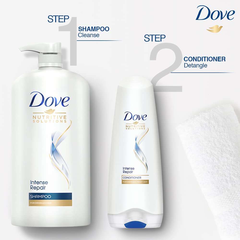 Dove Intense Repair Shampoo 1 Litre + Conditioner 175ml, Combo | For Dry and Damaged Hair | Enriched with Fibre Actives | Strengthening Shampoo for Smooth & Strong Hair 5