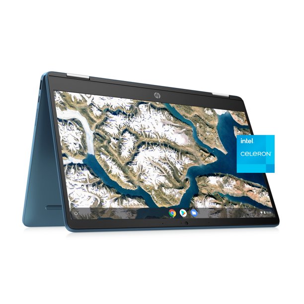 HP 14-inch X360 2-in-1 Touch Screen Chromebook, Intel Celeron N4020 Processor, 4GB DDR4 RAM, 64GB eMMC, Bluetooth, Wi-Fi, Webcam, Chrome OS, Teal, HP 14 Laptop, W/ MD Accessories, 14-14.99 inches 1