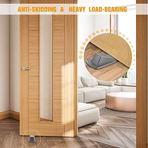 Crosize Door Stoppers for Floor Rubber Door Stop Wedge, Door Gaps and Prevent The Lock-Outs,Floor Sturdy Stackable Door Stop for Carpet Heavy Duty Door (Gray) 5