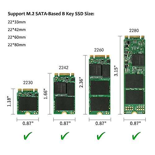 M.2 to USB Adapter, AUYOUWEI B Key M.2 SSD to USB 3.0 Adapter / 2280 M2 SSD Drive Adapter/NGFF Converter Reader (No Cable Needed) 3