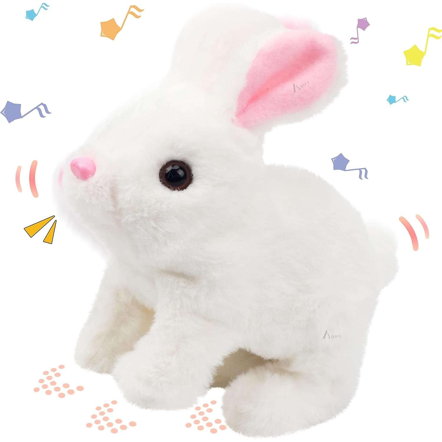 Hopping Walking Bunny Toy with Sounds, Jumping Rabbit Wiggling Ears, Twitching Mouth and Nose, Educational Interactive Bunny Rabbit Toy for Baby Kids 5