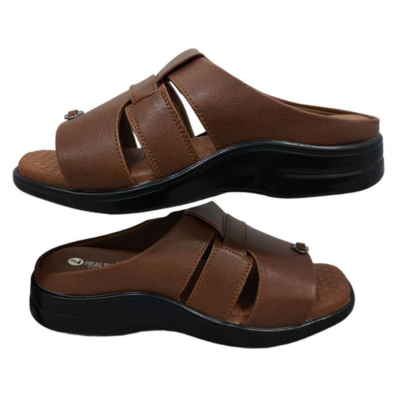 HEALTH FIT Extra Soft Diabetic & Orthopedic Slippers/Doctor Sole Chappal & Comfortable LightWeight Foortwear-702TAN 8 UK 6