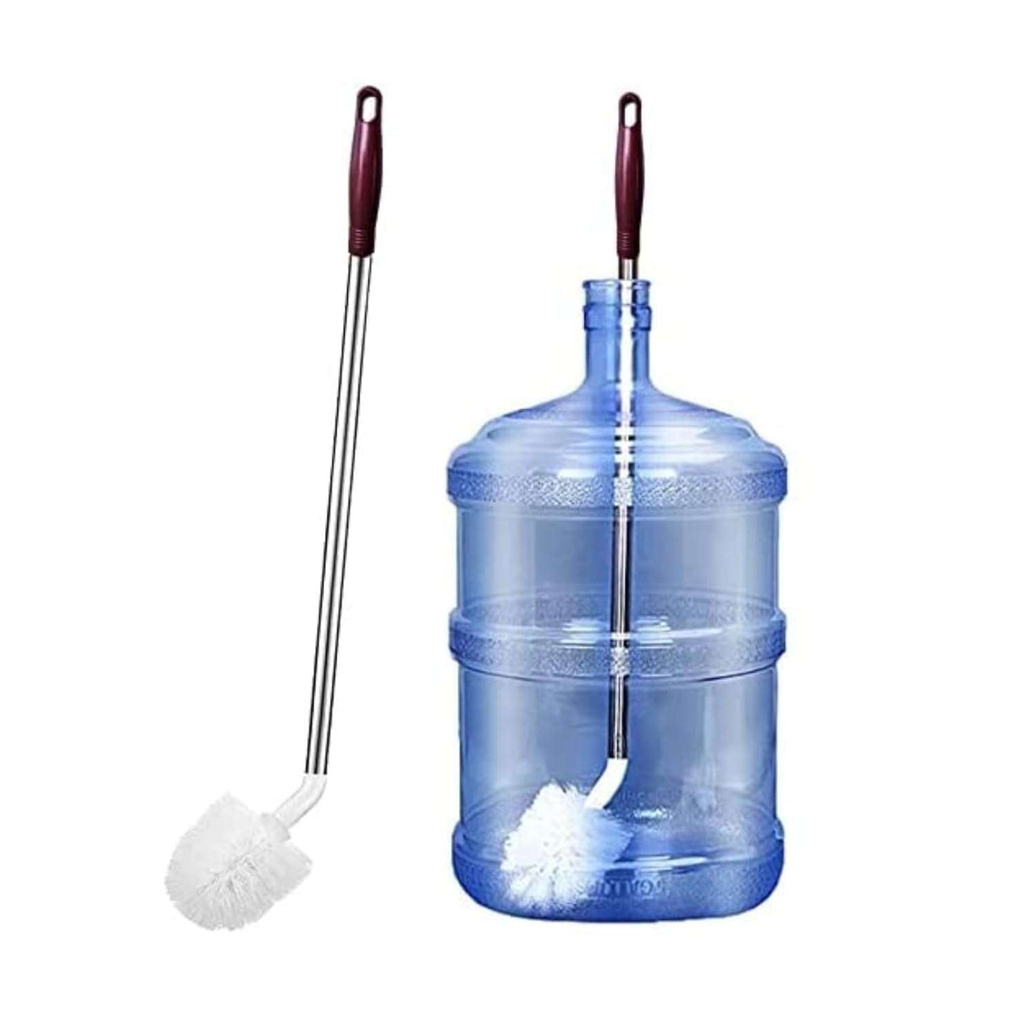 360° Rotating Water Jar Cleaning Brush for 20L Bottle – Long Handle Bottle Cleaner with Nylon Bristles – Deep Cleaning Tool for Big Can – Stainless Steel Rod (Multicolor) 1