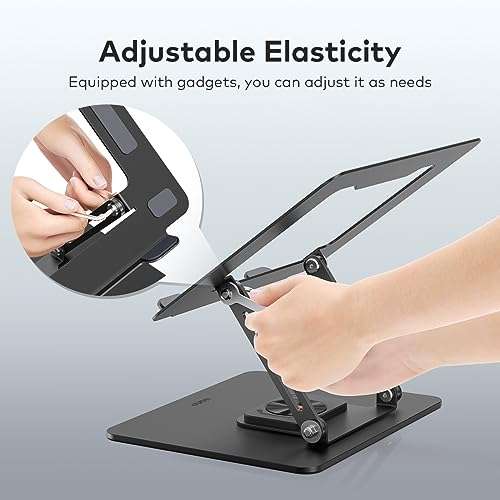 Laptop Stand for Desk, Laptop Riser with 360° Rotating Base, Adjustable Height Notebook Holder, Dual Rotary Shaft Fully Foldable for Easy Storage, Ergonomic Laptop Elevator for 10-16" Laptops 5