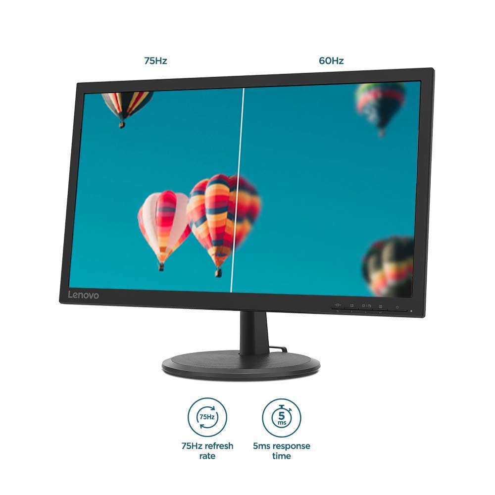Lenovo D22-20 21.5" Work & Play Monitor, 1920x1080 FHD TN Panel, LED Backlit, 75Hz 5ms Response time, 1VGA Port, 1HDMI, with HDMI Cable, Audio Out, VESA Mount, TÜV Rheinl& Low Blue Light for Eye Care 5