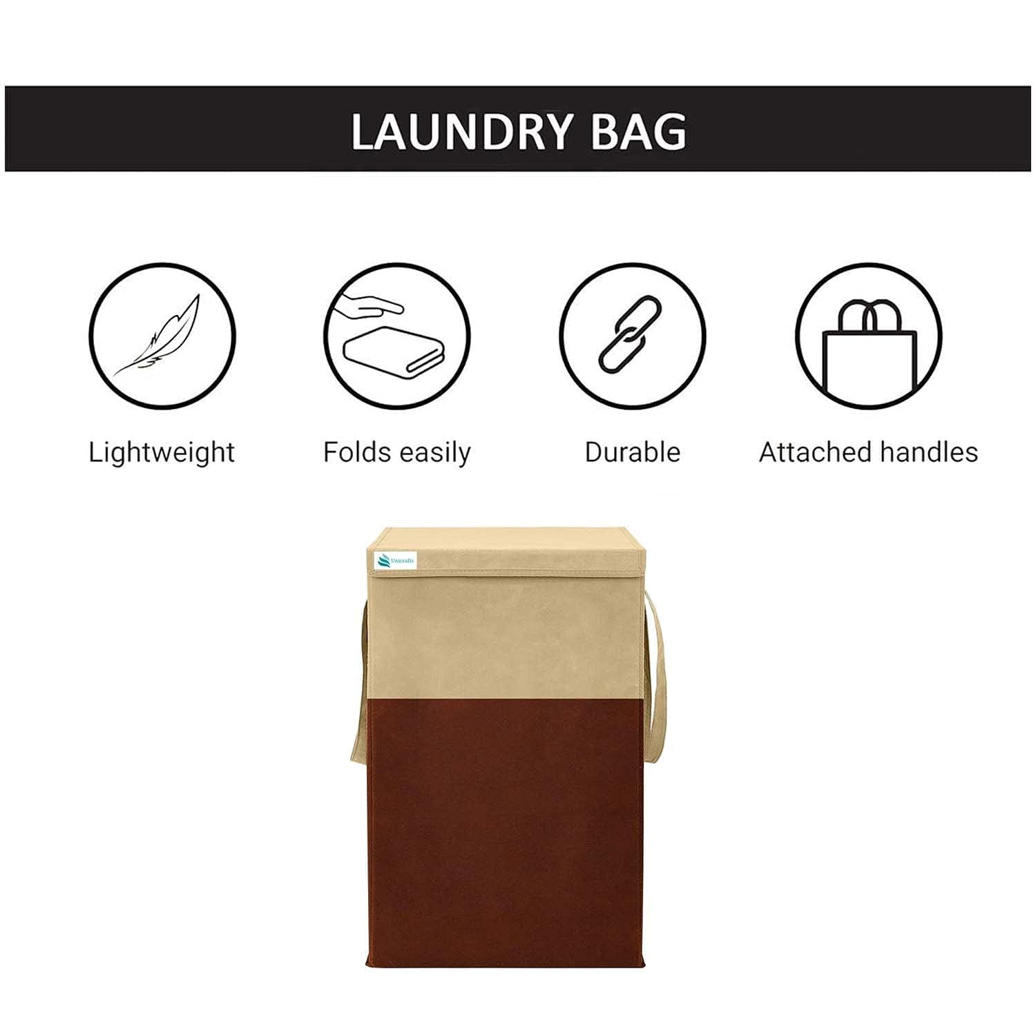DESTINY ENT 75L Laundry Basket for Clothes Laundry Bag Cloth Basket Non Woven Laundry Bags for Clothes Freestanding Clothes Storage Organizer for Bedroom Basket for Clothes Cloth Bin (Brown) 6