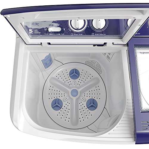Godrej Edge 7.5 Kg 5 star Semi-Automatic Top Loading Washing Machine Appliance (WSEDGE 75 5.0 TB3 M ROBL, Royal Blue, Toughened glass lids) 5