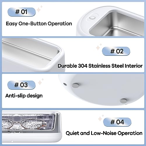 Ultrasonic Cleaner Jewelry Cleaning Machine: Portable Sonic Glasses Cleaner for Home Bathroom Room House Bath Office Bedroom 4