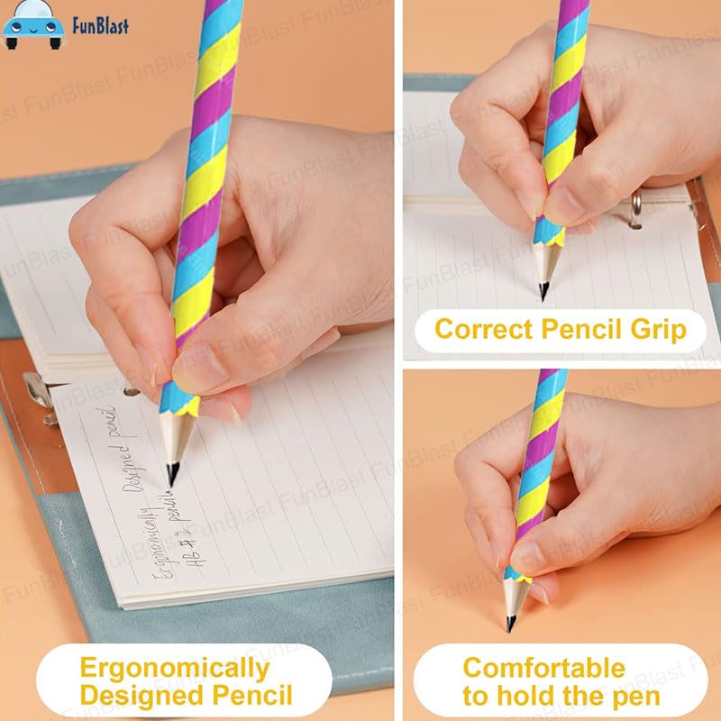 FunBlast Pencil Set for Kids, Stylish Pencil Set for Girls/Boys, Strong Grip Pencil for Students, Pencil Set for Kids – Pack of 12 Pencils (Multicolor) 4