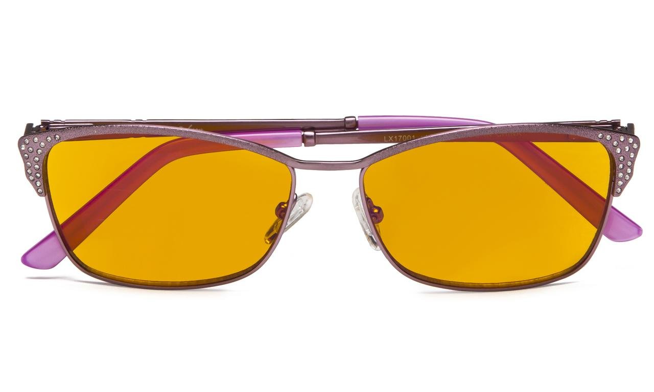 Cat-eye Half-rim Blue Light Blocking Computer Reading Glasses for Women (Purple, 1.50) 3