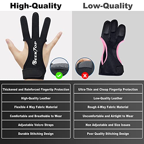 Archery Gloves Shooting Hunting Leather Three Finger Protector for Youth Adult Beginner - M 4