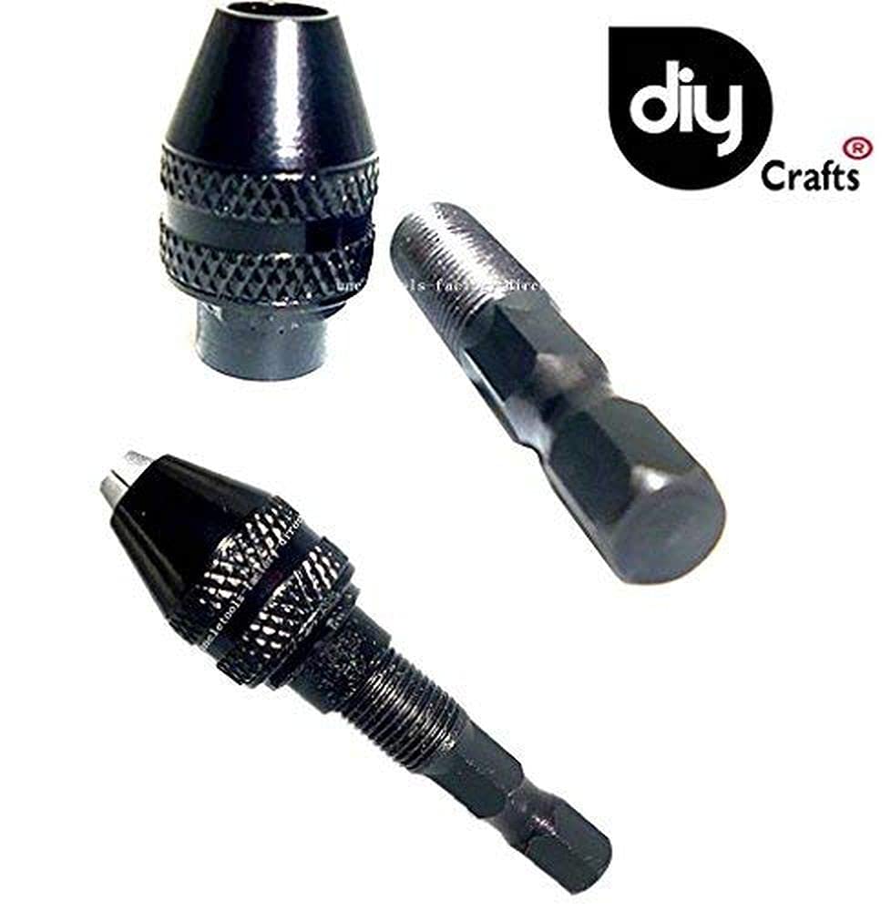 Diy Crafts 10110 Universal Keyless Drill Bit Chuck Change Adapter Converter Hex Shank for Works, # 2, Keyless Chuck, Multicolor 3