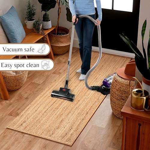 Ramanta Home Hand Woven Jute Braided Rug 2'x6' - Natural, Boho Reversible Floor Carpet for Living Room, Farmhouse Accent Rugs for Kitchen, Bedroom, Nursery, Kids Room, Patio - 24X72 Inch 2