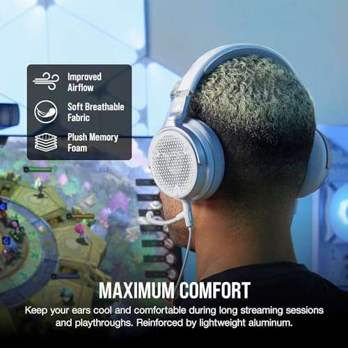 Corsair VIRTUOSO PRO Open Back Multiplatform Wired Gaming Headset – Detachable Uni-Directional Microphone – Graphene Drivers – 20Hz-40 kHz – PC, Mac, PS5, PS4, Xbox, Nintendo Switch, Mobile – White 4