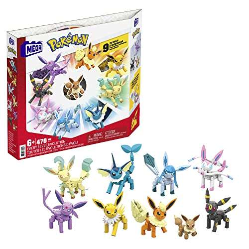 MEGA Pokémon Building Toys Set Every Eevee Evolution with 470 Pieces, 9 Poseable Characters, for Kids 1