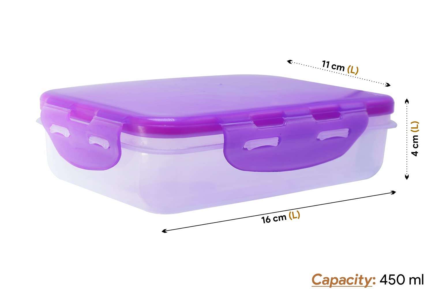 Wonder Plastic Klick N Seal 301 Kitchen Grocery Container With Air Tight, Set of 3, 450 ml, Violet Color 4