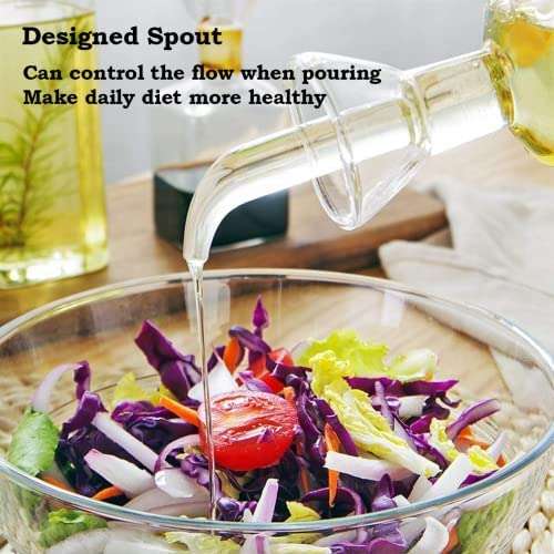 Glass Oil Bottle, 2Pcs Olive Oil Dispenser Bottle Glass, Cooking Oil Vinegar Measuring Dispenser With Spout for Dining Table and Home Kitchen and BBQ (250ml, Transparent) 4